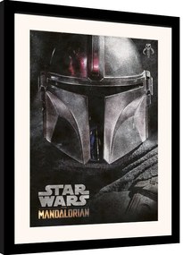 Poster înrămat Star Wars: The Mandalorian - Helmet