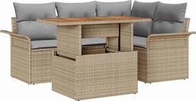 vidaXL Set de canapele pentru grădină 5 pcs Bej Rattan poli