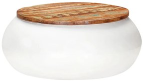 vidaXL Măsuță de cafea, alb, 68x68x30 cm, lemn masiv reciclat