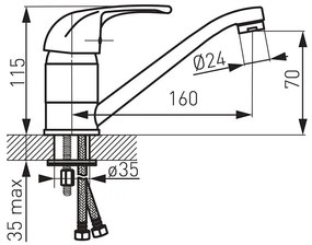 Baterie bucatarie Ferro Vasto, cu pipa mobila 16 cm, crom - BVA2A