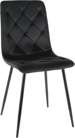 Scaun tapitat JERRY, negru, stofa catifelata/metal, 45x39x91 cm