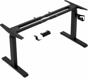 VARYON D16 – Cadru electric pentru birou, reglabil pe înălțime 72-117 cm și lățime 97-145 cm, 2 motoare, 3 memorii, sistem anti-coliziune, 150 kg, Negru