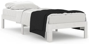810326 vidaXL Cadru de pat mic single, alb, 75x190 cm, lemn masiv