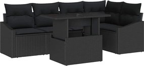 vidaXL Set de canapele pentru grădină cu pernă cu pernă 6 pcs Negru