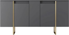 Consola, Hanah Home, Luxe, 160x35x80 cm, Antracit / Aur