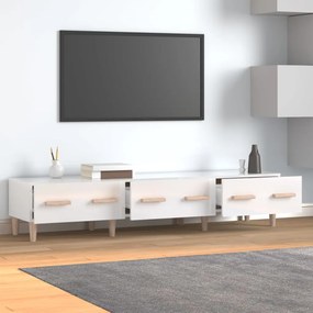 Comoda TV, alb extralucios, 150x34,5x30 cm, lemn prelucrat