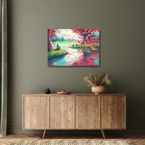 Tablou - Acuarelă, Golf într-un sat de munte (70x50 cm)