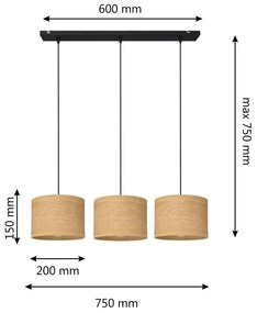 Lustră pe cablu ALBA 3xE27/15W/230V maro/negru