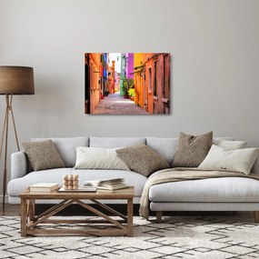 Tablou pe sticlă cu străduță colorata italiană (70x50 cm)