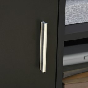 HOMCOM Suport de imprimantă organizator birou dulap ușă 3 nișe + blat mare panouri particule negru | Aosom Romania