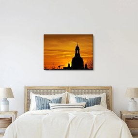 Tablou cu biserică în apus de soare (70x50 cm)