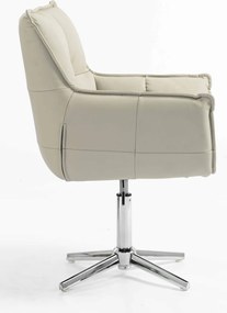 HR560CROSS Scaun Ecru Piele Ecologica Premium Soft cu Bază Cromata