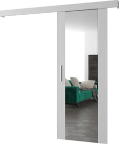 Uşă glisantă cu oglindă, alb/alb/argintiu, SALDOR 90 2