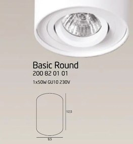 Plafonier, Spot aplicat alb, diam.9,5cm, BASIC ROUND C0067 MX