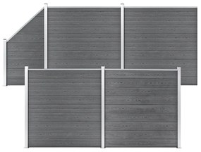 vidaXL Set panouri gard, 4 pătrate + 1 oblic, gri, 792 x 186 cm, WPC