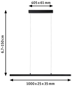 Lustră pe cablu dimabilă LED/42W LENTO 230V neagră Paulmann 79693