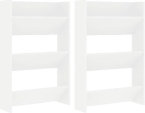 vidaXL Pantofare de perete, 2 buc., alb, 60x18x90 cm, PAL