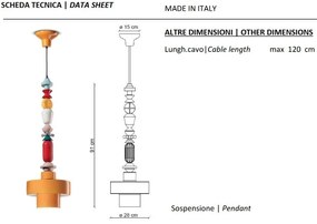 Pendul ceramic design italian realizat manual LARIAT H-91cm