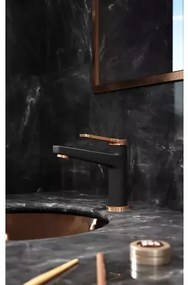 Baterie lavoar FDesign Seppia monocomanda negru - rose gold