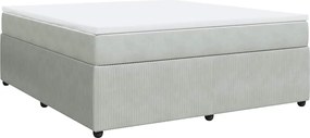 vidaXL Pat box spring cu saltea, gri deschis, 180x200 cm, catifea