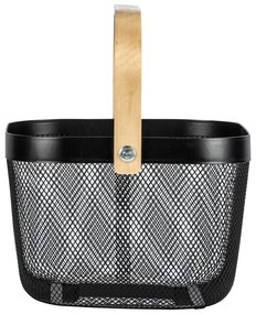 Organizator cu mâner din bambus pentru baie Wenko, negru