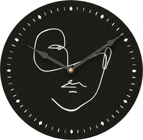 Ceas de perete LINE FACE 29 cm, negru