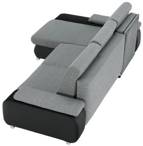 Colţar, piele ecologică negru/material textil gri, model stânga, LATE