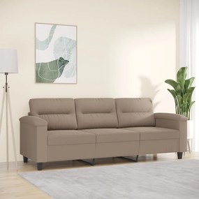 349227 vidaXL Canapea cu 3 locuri, gri taupe, 180 cm, țesătură microfibră