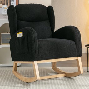 Scaun balansoar modern cu husă din material Teddy, Negru | Aosom Romania