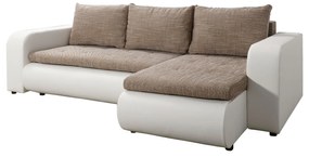 Coltar BURAN extensibil alb/maro dreapta, 245x150x82 cm