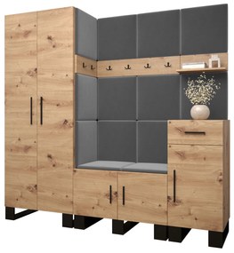 Set mobilier pentru hol Amanda 1 (Stejar artisan + gri închis). 1085860