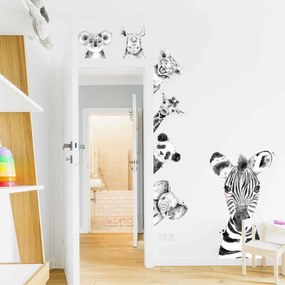 INSPIO Autocolante în jurul ușii și mobilierului - Animale alb-negru