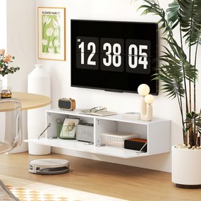 HOMCOM Dulap TV Suspendat pentru Televizoare de 45"-55"-65" cu 2 Dulapuri, Alb | Aosom Romania