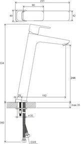 Ravak X070130 - Baterie lavoar FREE 33,4 cm crom lucios