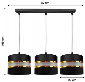 Lustră pe cablu CORAL 3xE27/60W/230V neagră
