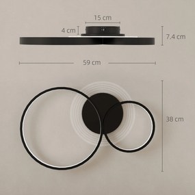 HOMCOM Lampă de tavan LED Modernă cu Intensitate Reglabilă, Putere 40W, Negru | Aosom Romania