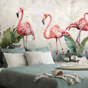 Tapet flamingo cu atingere vintage