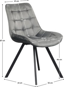 Scaun de sufragerie, ţesătură Velvet gri închis/negru, SAMIRA