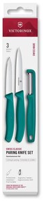 Victorinox - Set de cuțite de bucătărie SWISS CLASSIC, 3 piese, cu curățător de legume, turcoaz