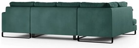 Canapea verde inchis in forma de U, CORNI, deschisa