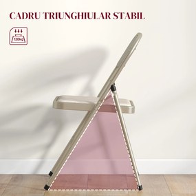 HOMCOM Set de 4 Scaune Pliabile, Scaune Moderne cu Perne din Poliester pentru Acasă și Birou, 45x46x78 cm, Bej | Aosom Romania