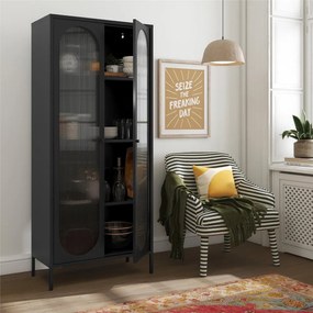 Vitrină neagră din metal 80x186x40 cm Luna – Støraa