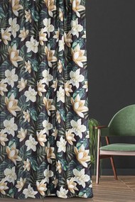 Draperie verde scurtă decorativă, cu flori, agățat de cârlige Lungime: 170 cm