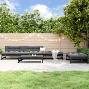 vidaXL Set Set mobilier relaxare grădină 5 piese negru lemn masiv pin