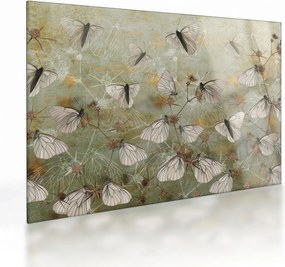 Tablou pe sticlă - Vintege fluturi (70x50 cm)