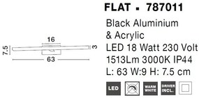 Aplica LED de perete pentru baie design modern FLAT IP44 negru