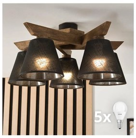 Lustră LED aplicată Brilagi ANTHONY 5xE14/40W/230V stejar nuc/negru