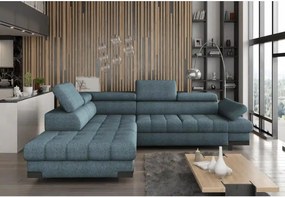 Coltar extensibil SELVA L, sezlong stanga, stofa catifelata albastru -