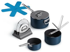 Oale cu capac/cu suprafață ceramică 3 buc. adecvate pentru plita cu inducție Space – Joseph Joseph