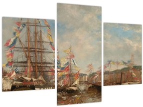 Tablou - Eugène Boudin, Festival in the Harbor of Honfleur, reproducere (90x60 cm)